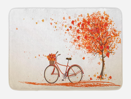 Ambesonne Bicycle Bath Mat, Autumn Tree Aged Old Bike November Day Fall ... - $46.66