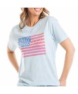 Light Blue American Flag Short Sleeve T-Shirt - M - £21.12 GBP