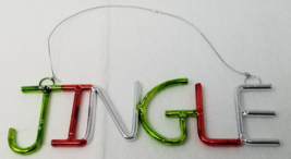 Jingle Christmas Ornament Big Letter Outline Red Green Merry Metal 2002 - £12.04 GBP