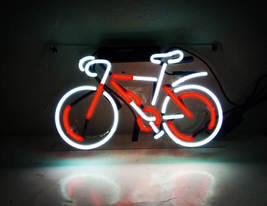 Red Bicycle Bike Home Wall Beer Bar Poster Artwork Real Neon Light Sign 12&quot;x7&quot; - £55.15 GBP