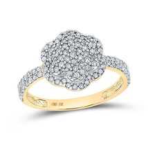 0.50cttw Diamond Engagement Flower Cluster Ring 10k Yellow Gold - £341.96 GBP