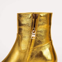 The Golden Glow Gold Leather Kitten Heel Women Boot image 6
