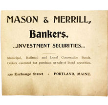 1906 Mason &amp; Merrill Railroad Bankers Advertisement Portland Maine Banki... - $19.99