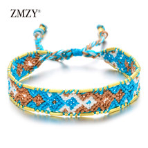 ZMZY Fashion Handmade Weave Bohemian Charm Bracelet Vintage Boho Adjustable Rope - £9.58 GBP