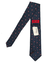 NEW $295 Isaia Pure Silk 7 Fold Tie! Navy With Light Blue Pink &amp; White M... - £101.98 GBP