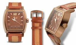 NEW Romilly 9401A Men&#39;s Alvares Collection Brown Leather Bronze Alloy Case Watch - £29.17 GBP