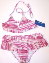 NWT Greendog Girl&#39;s 2 Pc. Pink, White &amp; Red Candy Cane Striped Swimsuit, 16 - $293.03 MXN