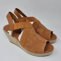 VETASTE Women&#39;s Heeled Sandals Sz 9.5 M Platform Espadrille Shoes Tan - £22.74 GBP