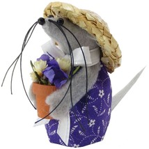 Mouse Gardener with Flower Pot and Flowers, Dark Purple, Flower Print, H... - £7.15 GBP