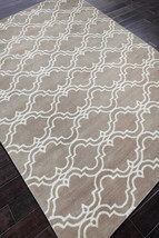 Moroccan Tile 9&#39;x12&#39; ft Mocha Contemporary Style Handmade Tufted 100% Wool Rugs - £489.85 GBP