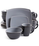 Gibson Soho Lounge Matte 16-Piece Dinnerware Set, Gray/Black - £79.41 GBP