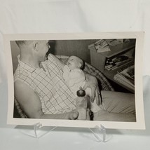 Vintage Photo Picture Original One Of A Kind Proud Dad Smiling 2 1/2 Month Baby - £6.37 GBP
