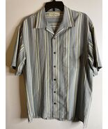 Tommy Bahama Silk Shirt Mens Small Short Sleeve Button Up Striped Blue Y... - $23.79