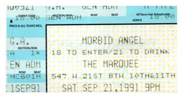 Morbid Angel Konzert Ticket Stumpf September 21 1991 New York Stadt - $39.59