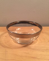 Vintage 60s MCM Silver Ombre rimmed 4.75&quot; small glass bowl - £11.94 GBP