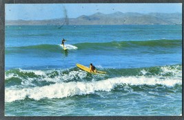1967 Surfers POSTCARD Berkley CA Surfing Beach Ocean  Scenic Art Posted Vintage - £10.15 GBP