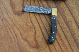 vintage real handmade damascus steel folding knife 5506 - £35.20 GBP