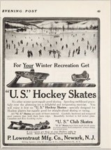 1910 Print Ad US Hockey Skates Skating on Frozen Lake P Lowentraut Newark,NJ - £11.49 GBP