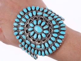 6 7/8&quot; Betsy Nez Navajo sterling and turquoise cluster bracelet - $633.60