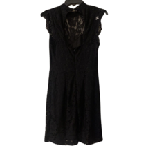 Lace Lined Small Petite Dress Key Hole Back Mandarin Collar Cap Sleeve Black NWT - £16.98 GBP