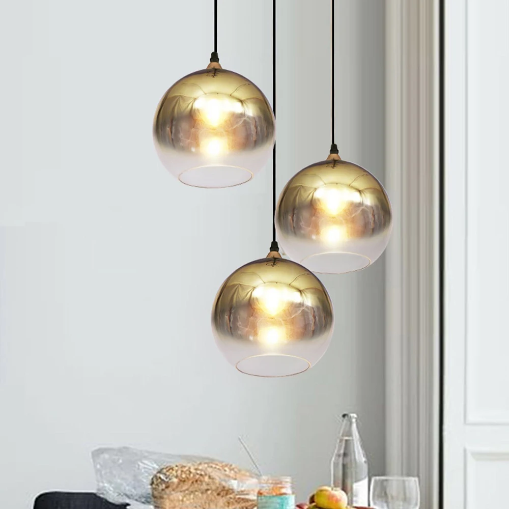 Nordic Gradient Colorful Pendant Light Glass Ball LED Hanging Lamp Dining - $29.92+