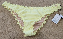 Shade &amp; Shore ruffle high leg extra cheeky bikini bottom yellow large 12-14 - £9.55 GBP