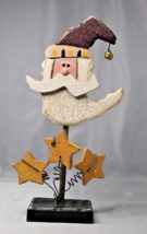 Rustic Wooden Santa Claus with Stars Christmas 11” Tall on Pole Country - £8.26 GBP