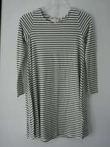 GB Girls Beige w/ Black Stripe Long Sleeve Dress Sz L Polyester/Spandex - £14.22 GBP