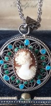 Antique Vintage Early Victorian 1830-s Cameo Pendant on 20 inch Chain  Very Rare - £156.20 GBP
