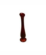 Fenton Ruby Red Bud Vase Swag MCM Diamond Star Pattern EUC - $24.95