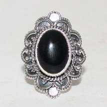 Gorgeous BLACK ONYX Gemstone Ring, Birthstone Ring, 925 Sterling Silver Ring, Fa - £30.62 GBP