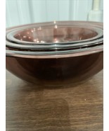 Pyrex Cranberry Amethyst Nesting Mixing Bowls Set of (3) 323 325 326 1.5... - $41.96