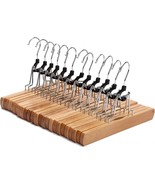 Natural Wood Pants Skirt Hangers 12 Pk Non Slip Smooth Finish 360° Swive... - $49.52 CAD