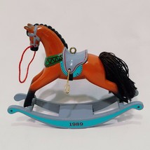 Rocking Horse Christmas Ornament 1989 Hallmark  #9 in Series Brown Black 3&quot; - £11.99 GBP