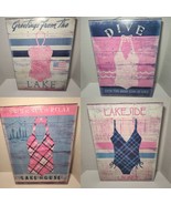 Set of 4 Rustic Lake House Wall Signs 16&quot; x 12&quot; • Swim • Sun • Relax • Dive - $910.78 MXN