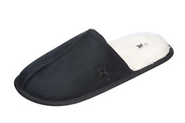 Roxoni Mens Suede Faux Sheepskin Lined House Slippers - £17.92 GBP