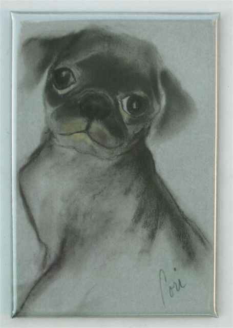 Black Pug Puppy Dog Art Magnet Solomon - $6.50