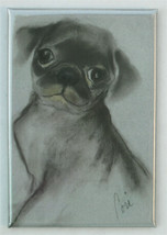 Black Pug Puppy Dog Art Magnet Solomon - £5.13 GBP