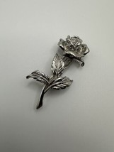 Vintage Silver Rose Flower Brooch 2.25 inches - £11.11 GBP