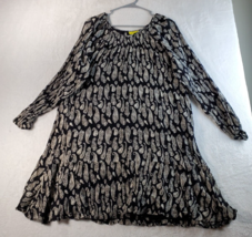 Roller Rabbit Dress Women Size XL Tan Black Paisley 100% Viscose Pleated - £16.16 GBP