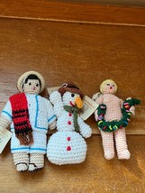 Lot of Made in Philippines Hand Crocheted Angel w Garland Snowman &amp; Sout... - £10.29 GBP