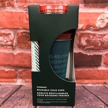 NEW Starbucks 2019 Holiday Christmas Reusable Cold Cups With Straws 24oz 5 Pack - £19.65 GBP