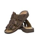 Mens Brown Genuine Leather Handmade Sandals Mexican Original Slip On Slides - £31.25 GBP