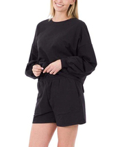 ZENANA Black Sweatshirt + Shorts 2 pcs Set - £11.22 GBP