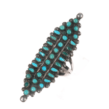 sz7 Vintage Zuni silver needlepoint long ring - $376.20