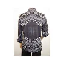 Men Sports Shirt by DE-NIKO Long Sleeves Fashion Print Soft Modal DNK6902 Black image 12
