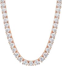 16Ct Round Cut Diamond 18 Inches Tennis Necklace 14k Rose Gold Finish  - £231.76 GBP