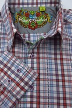 GORGEOUS Robert Graham Classic Fit Red and Blue Big Check Flip Cuff Shirt Size L - £49.36 GBP