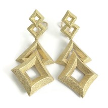 Vintage 1960&#39;s Long Geometric Dangle Drop Earrings 14K Yellow Gold, 29.36 Grams - £2,675.23 GBP