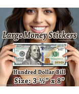 Large Sticker Hundred Dollar Bills High Decal Money Labels $100 Cash Sti... - £7.82 GBP